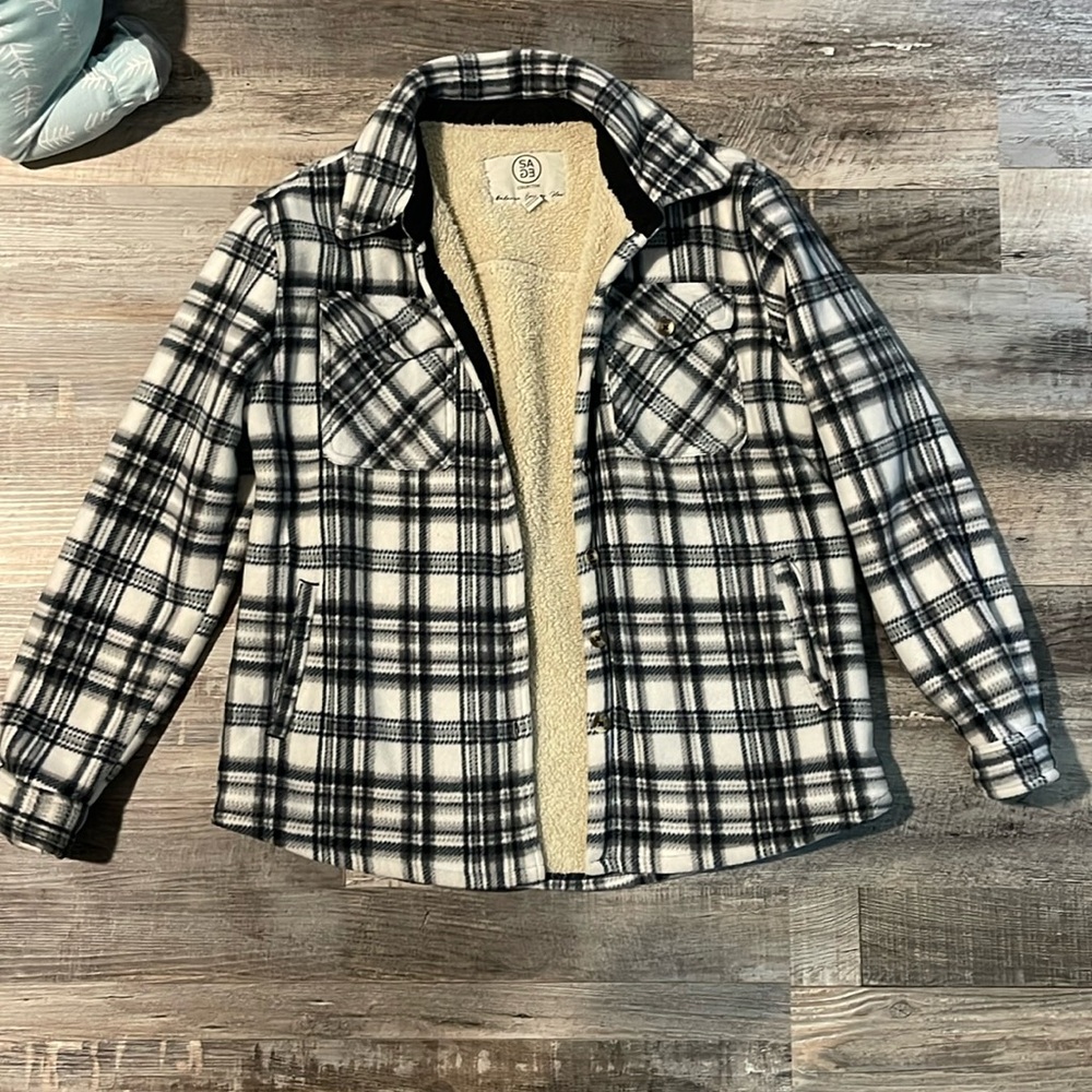 Sage Collective Plaid Sherpa Lined Coat